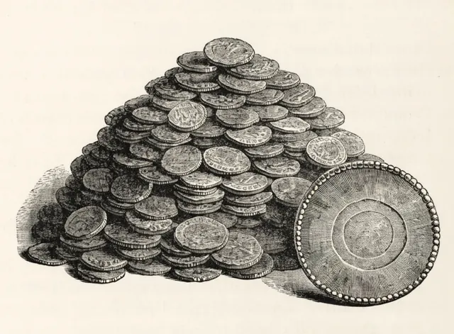 Illustration: Valutor och gamla mynt